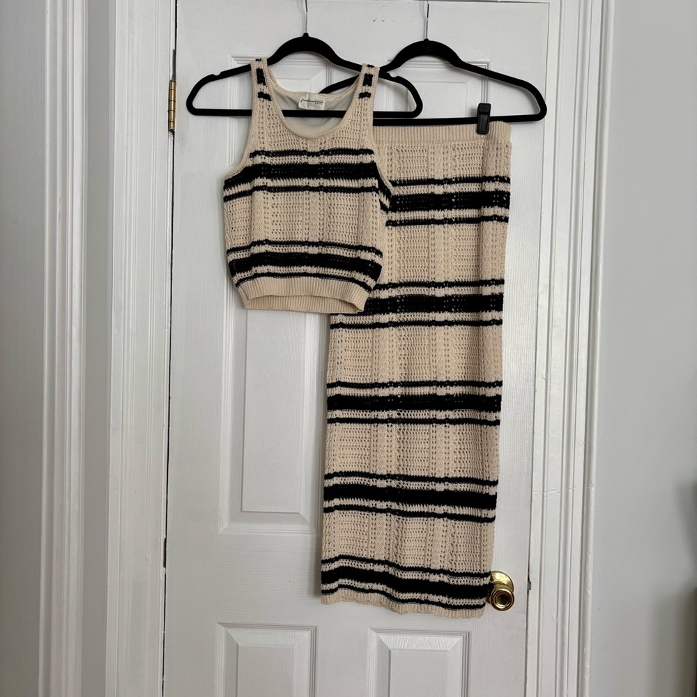 Freshman 1996 Black & Cream Crochet Crop Top & Skirt Set